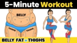 5 Minute BELLY FAT & THIGHS Workout to Lose Weight at Home Fast – Standing Exercise for Flat Stomach